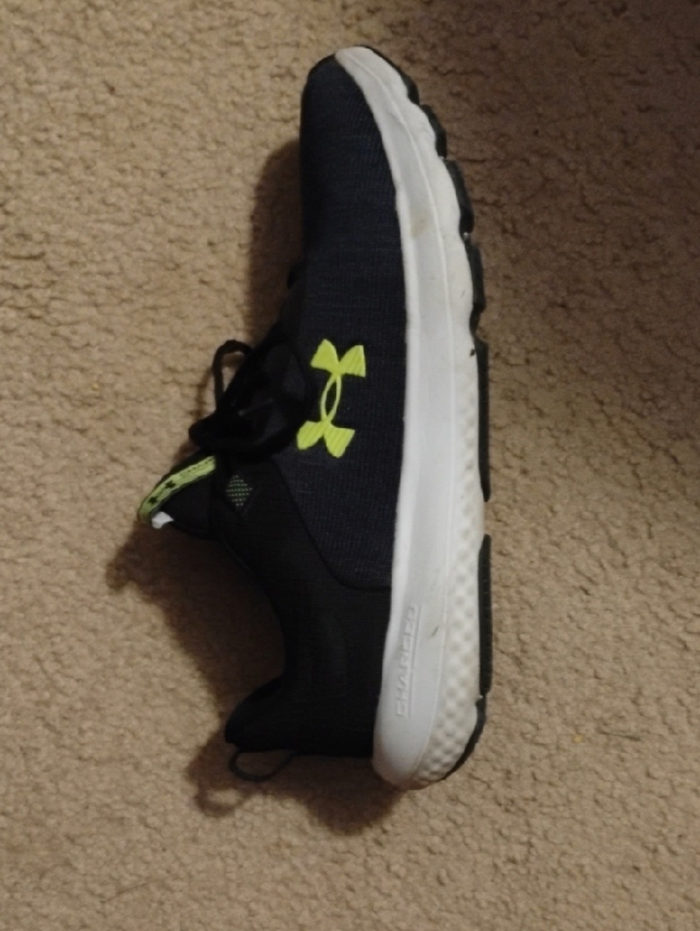 Under Armour Black Shoe with Neon Yellow Logo